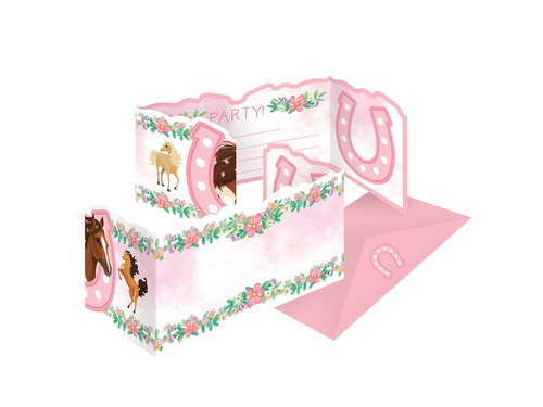 Születésnapi meghívók borítékkal Beautiful Horses - 8 db.