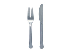 Ezüst műanyag evőeszközök - 24 darab.