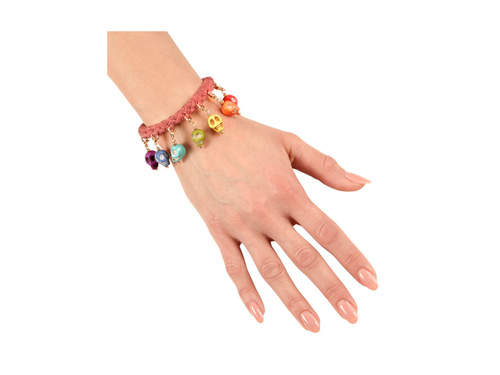 Zsinór karkötő 7 színes koponyával