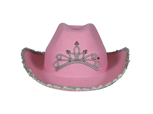 Rózsaszín cowboy kalap tiarával - 1 db.