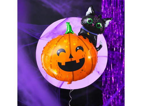 Halloween tök és macska fólialufi - 69 x 84 cm - 1 db.