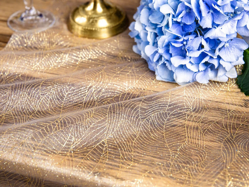 Fehér organza arany mintával - 48 cm x 9 m.