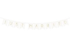 Just Married banner - fehér - 155 cm - 1 db.