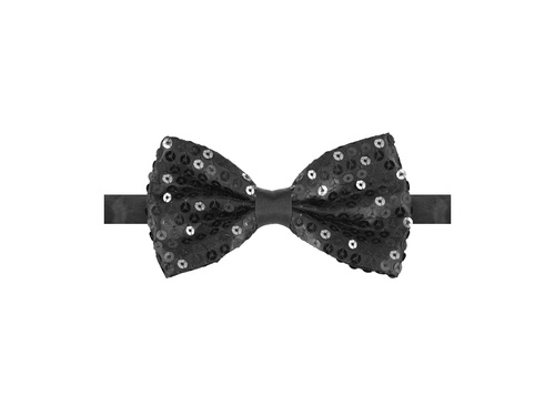 Fekete flitteres csokornyakkendő - 7 x 12 cm - 1 db.