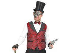 Vintage bordó jacquard mellény - 1 db.