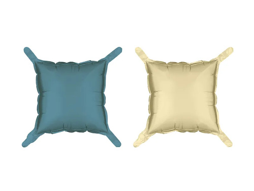 Bézs és tengerészkék fóliás négyzet alakú lufi - 35 x 35 cm - 4 db.