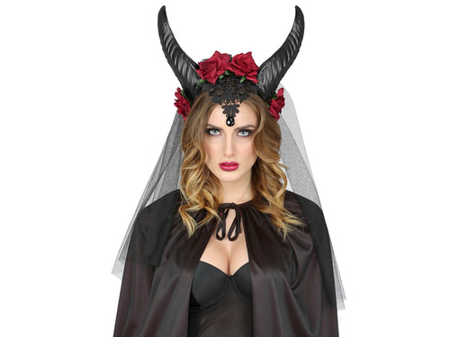 Fejpánt fátyollal és ördögszarvakkal - 1 db.
