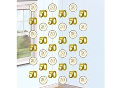 Arany Születésnapi függő dekoráció - 200 cm - 6 db.