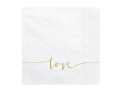 Fehér szalvéták Love felirattal - 33 cm - 20 db.