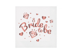 Fehér szalvéták Bride To Be felirattal - 33 cm - 20 db.