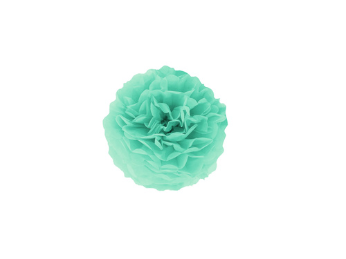 Függő pom pom virág dekoráció - türkizkék - 15 cm - 1 db.