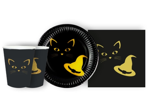 Pohár + szalvéta + papírtányér készlet A boszorkány és a macska - 44 db.