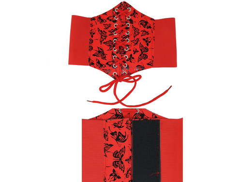 Piros fűző pillangó nyakkendővel - 1 db.