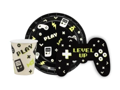 Pohár + tányér + papírszalvéta készlet Gamer - 36 db.