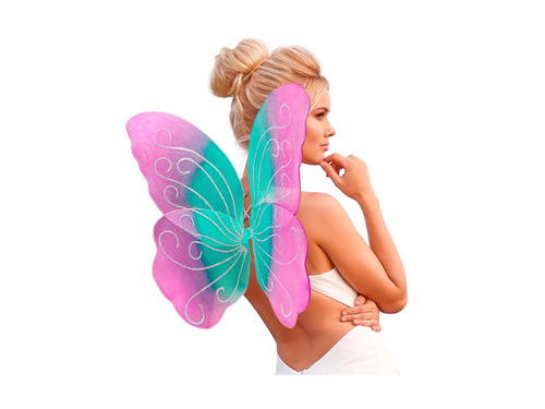 Türkiz-lila-rózsaszín lepkeszárny 85×50 cm