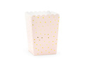 Világos rózsaszín popcorn dobozok arany pöttyökkel - 6 db.
