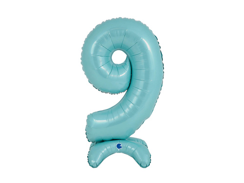 Fólia lufi álló 9-es szám pasztellkék - 64 cm - 1 db.