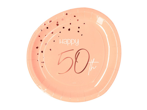 Boldog 50. barackos születésnapot tányérok - 23 cm - 8 db.