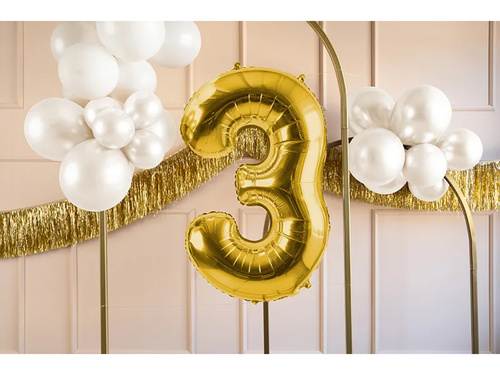 Fólia lufi szám 3 arany - 72 cm - 1 db.