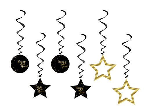 Akasztós dekoráció Boldog új évet malacok - 6 db.