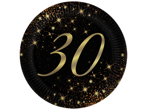 Csillogó 30. születésnapi papírtányérok - 18 cm - 6 db.