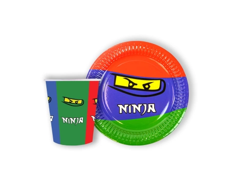 Ninja papírpohár + tányér készlet - 24 db.
