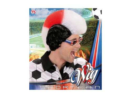 Piros, fehér-fehér-fehér legyező paróka