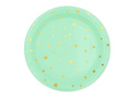 Menta papírtányérok arany csillagokkal - 23 cm - 6 db.