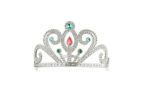 Ezüst tiara ékszerekkel