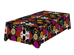 Mexikói koponyás fóliás terítő Halloweenre - 137 x 274 cm - 1 db.