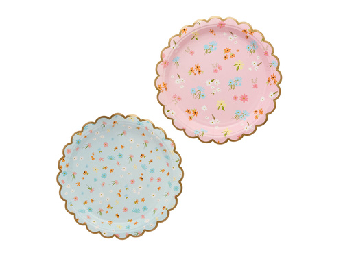 Virágos papírtányér - 23 cm - 8 db.