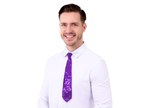 Flitteres nyakkendő - lila - 36 cm - 1 db.