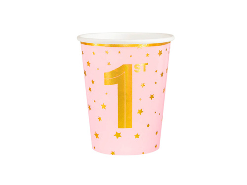 Rózsaszín születésnapi papírpoharak - 220 ml - 6 db.