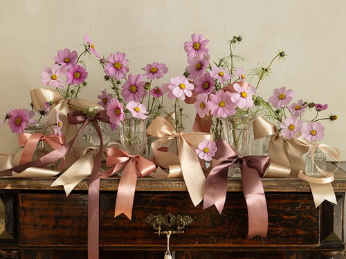 Szatén szalag, piszkos rózsaszín, 25 mm / 25 m, 1 db.