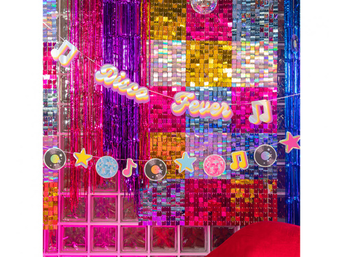 Retro Disco medál disznódísz - 6 db.