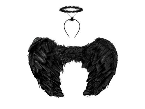 Fekete angyalszárnyak glóriával - 60 x 45 cm - 1 db.