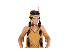 Squaw indián paróka fejpánttal és tollal