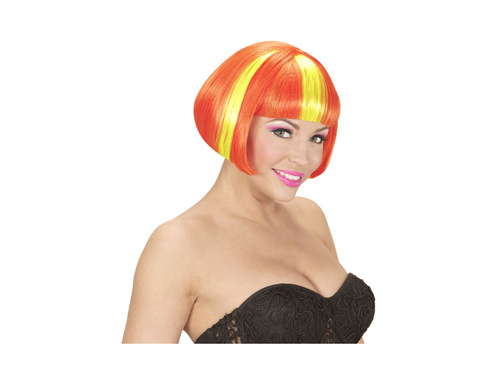 Valentina paróka neonsárga narancssárga színben, narancssárga kiemelésekkel