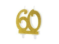 60. születésnapi gyertya arany csillogással - 1 db.