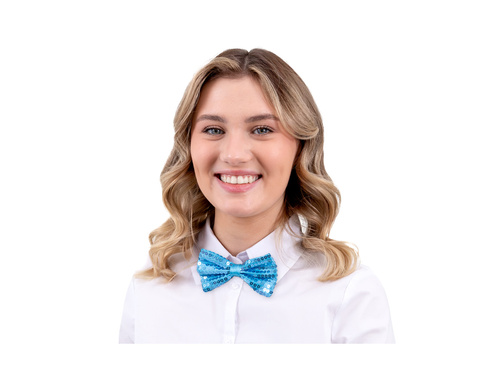 Kék flitteres csokornyakkendő - 7 x 12 cm - 1 db.