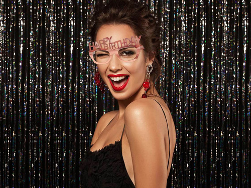 Boldog születésnapot szemüveg rózsaszín arany - 4 db.