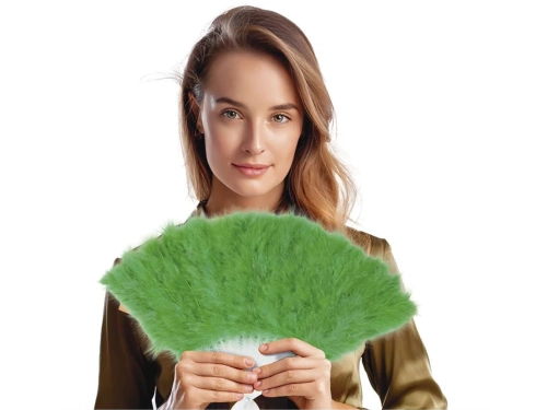 Zöld tollas legyező - 1 db.