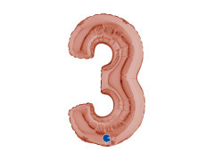 Fólia lufi szám 3 arany rózsaszín - 14" - 1 db.