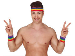 Diszkó 80-as évek szivárványos fejpánt - 3 db.