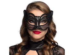 Fekete macska farsangi maszk flitterekkel - 1 db.