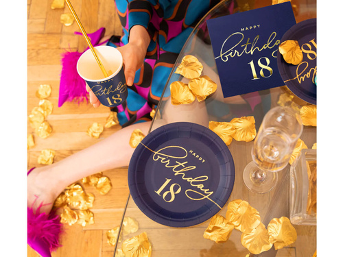 Tizennyolcadik születésnapi papírtányérok tengerészkék - 18 cm - 6 db.