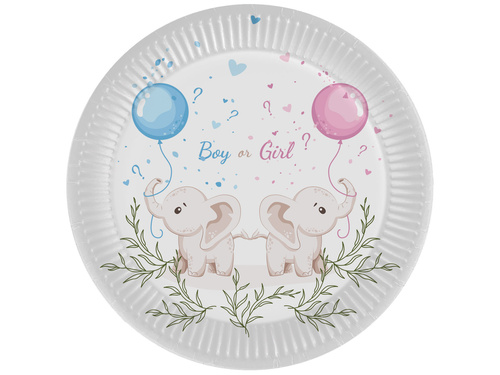 Papír tányérok a nemek felfedéséhez Lány vagy fiú? - 18 cm - 6 db.