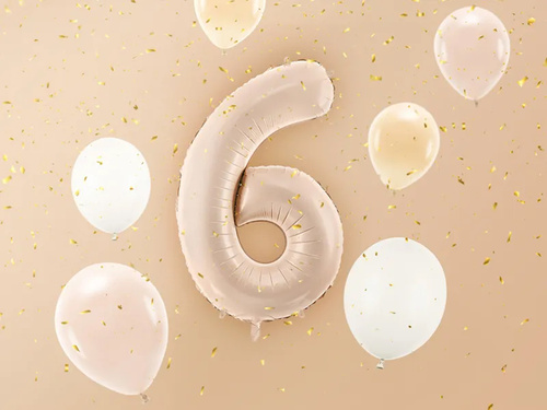 Fólia léggömb 6-os szám sötétbézs - 72 cm - 1 db.