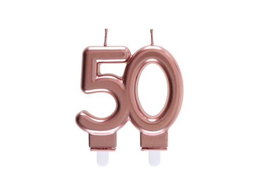50. évfordulós gyertya rózsaarany - 7,5 cm - 1 db.
