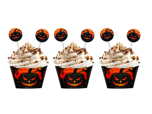 Sötét sütőtök cupcake dekorációs készlet - 12 db.